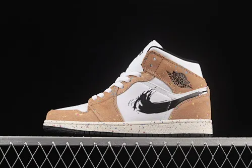 All categories Air Jordan Jordan series basketball shoes Air Jordan 1 Mid Air Jordan 1 Mid AJ1 Joe 1 watercolor ink fluorescent Zhongbang basketball shoes DA8005-100